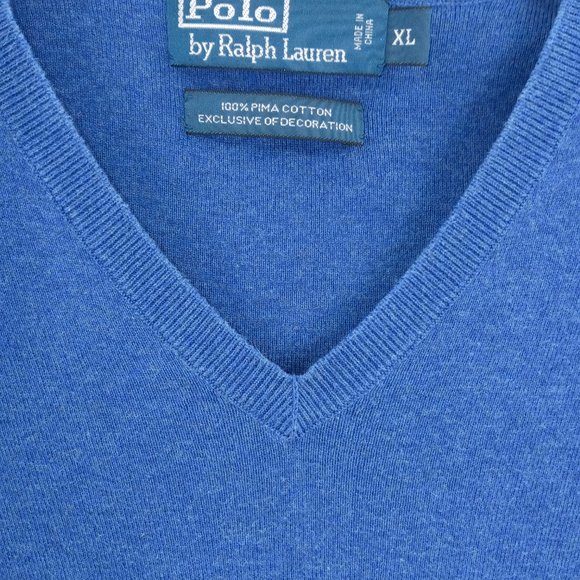 Polo By Ralph Lauren V-Neck Pullover Pima Cotton Sweater - Picture 3 of 5